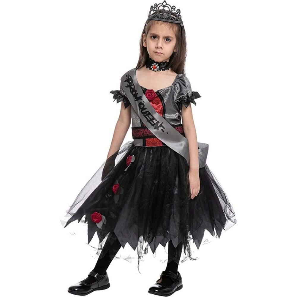 Halloween Child Girl Zombie Prom Queen Costume, Large